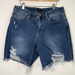 Judy Blues Women's Denim Shorts CutOff Distressed 1X Comfort Stretch High Waist